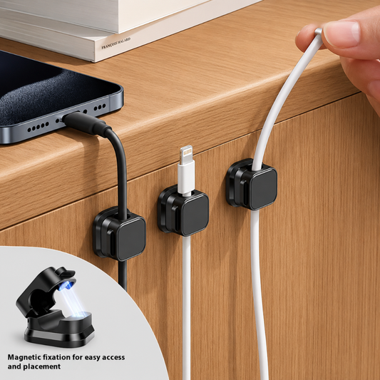 MagClip Pro – Magnetic Cable Clip Organizer | Adjustable Cord Holder for Desk, Wall & Nightstand (Set of 3)