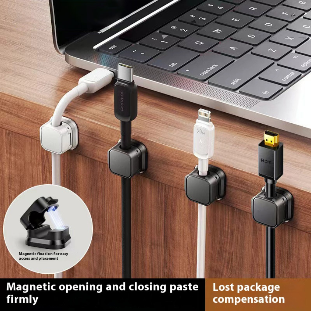 MagClip Pro – Magnetic Cable Clip Organizer | Adjustable Cord Holder for Desk, Wall & Nightstand (Set of 3)