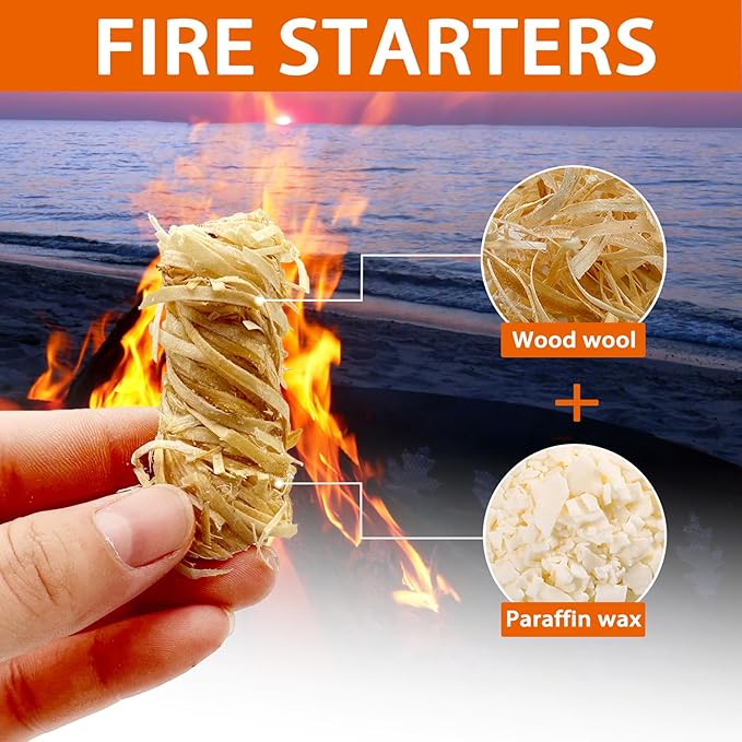 100pcs Wax Wood Fire Starters – 10 Min Long-Burning Fire Sticks for Camping, BBQ, Fireplace & Stove | Waterproof Tinder